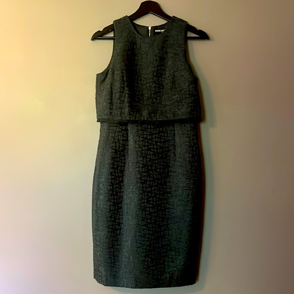 Karl Lagerfeld Dark Green Shift Dress Size 2